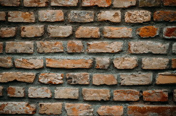background of modern urban old brick wall with brown bricks, texture design template.
