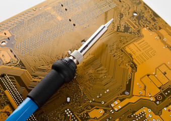 Soldering iron isolated on a white background. A tool for soldering wires, installing pipes,...