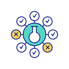 Scientific method and hypothesis testing RGB color icon. Testability and falsifiability. Systems of knowledge and scientific investigation. Essential component. Isolated vector illustration