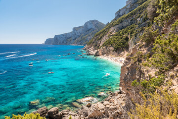 Panoramic view of the bay called Cala dei Gabbiani in the Orosei gulf (Sardinia, Italy)