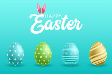 Easter greeting card with colorful eggs