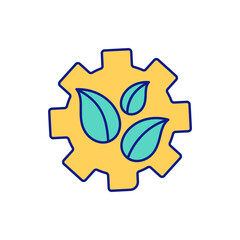 Gear of mechanism RGB color icon. Doing qualitative research. Using method of of interview. Information writing in notes and transcripts. Recording process of research. Isolated vector illustration