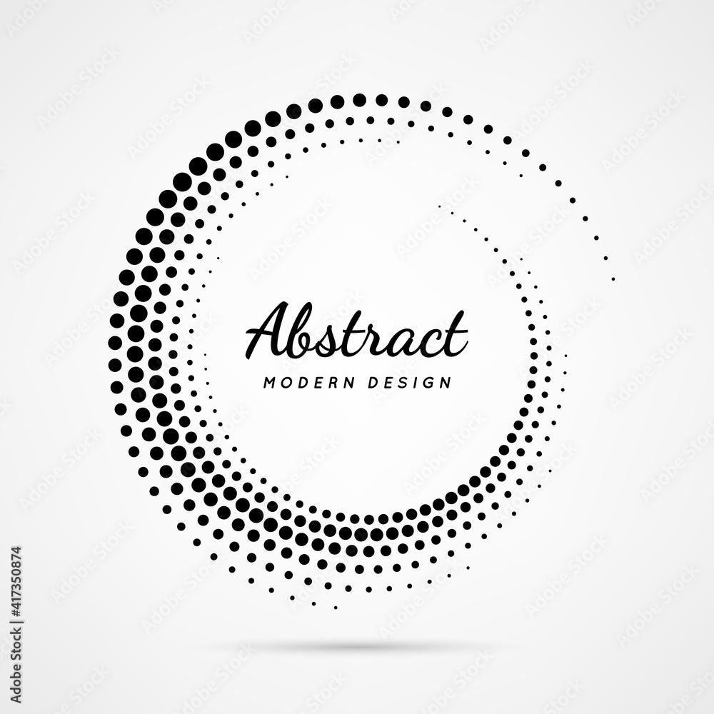 Poster circular dot frame. circle border with effect halftone. modern faded ring. semitone shape round. poi