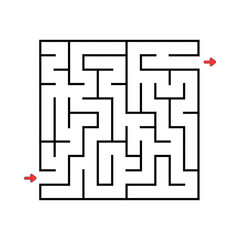 Square maze. Game for kids. Puzzle for children. Labyrinth conundrum. Vector illustration. Find the right path.