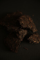 abstract tea background, black tea on dark background