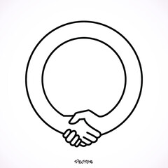 Flat line illustration of business deal. Concept for web banners and printed materials. Template with buttons for website banner and landing page. 