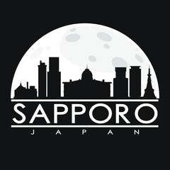 Fototapeta premium Sapporo Japan Skyline City Flat Silhouette Design Background Vector.