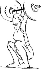 Athlete weightlifting competition health concept sports competition hand-drawn sketch simple lines vector illustration universal sports fitness