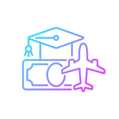 Pilot training financing gradient linear vector icon. Civil aviation crisis. Goverment helping funding for aviation. Thin line color symbols. Modern style pictogram. Vector isolated outline drawing