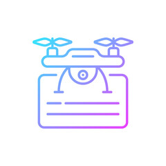 Drone license gradient linear vector icon. Issuance of permits for drone flights. Drone piloting training courses. Thin line color symbols. Modern style pictogram. Vector isolated outline drawing
