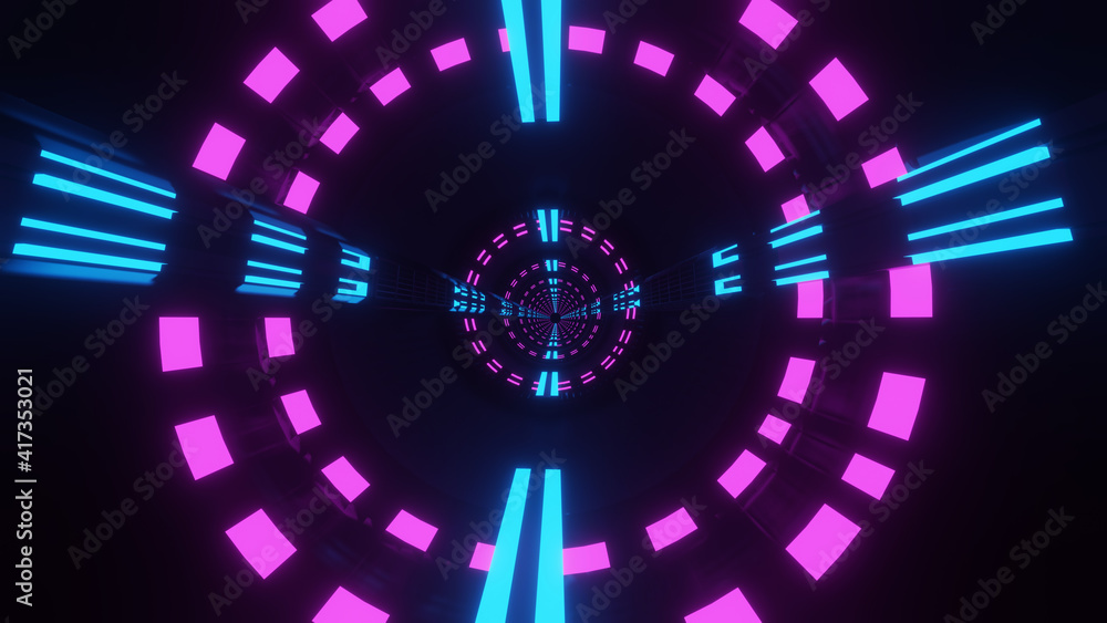 Poster 3d rendering of corridor tunnels, abstract launch tunnels