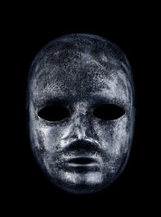Creepy mask isolated on black with clipping path