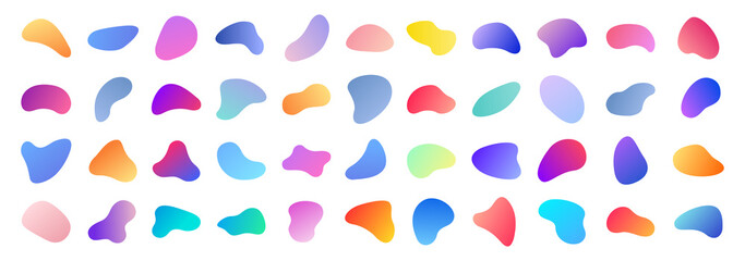 Abstract blotch shape. Liquid shape elements. Set of modern graphic elements. Fluid dynamical colored forms banner. Gradient abstract liquid shapes. Vector illustration.