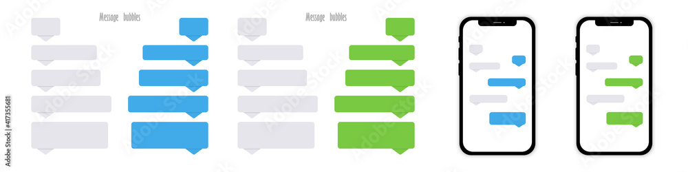 Poster message bubbles template with mobile phone. chatting sms in smartphone. template bubbles. vector ill