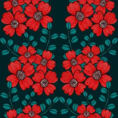 Poster Im Rahmen Creative seamless pattern with flowers in ethnic style. Floral decoration. Traditional paisley pattern. Textile design texture.Tribal ethnic vintage seamless pattern. Asian art.  © Natallia Novik