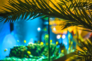 Abstract bokeh lights and the glare of the city at night watercolor fantasy art background