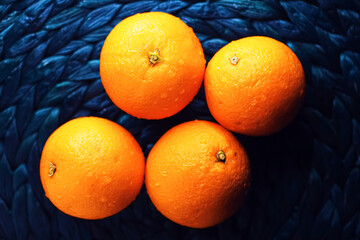 Organic oranges fresh from the garden, healthy food and fruits
