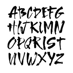Vector Acrylic Brush Style Hand Drawn Alphabet Font. Calligraphy alphabet on a white background