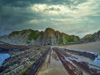 Layers of flysch, flysch cliffs, Basque Coast UNESCO Global Geopark, European Geopark Network, Zumaia, Guipúzcoa, Basque Country, Spain, Europe