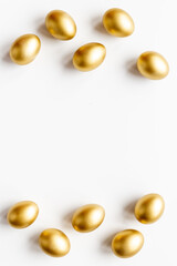 Golden eggs frame. Wealth and good luck concept. Easter decoration