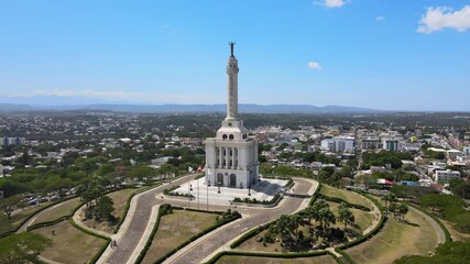 Monument to heroes of restoration at Santiago de los Caballeros. Aerial clip - Powered by Adobe