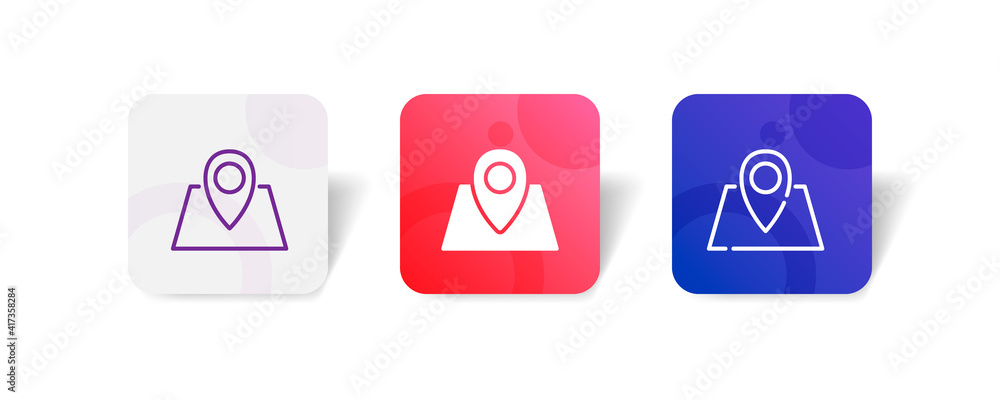 Poster pin point map location pixel perfect icon set bundle in line, solid, glyph, 3d gradient style