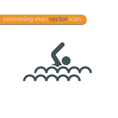 Vector symbol of a swimmer. Swimming pool icon. Sports activity in water sign.