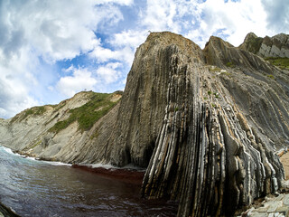 Layers of flysch, flysch cliffs, Basque Coast UNESCO Global Geopark, European Geopark Network,...
