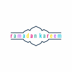 Ramadan kareem with dome line symbols isolated on white background