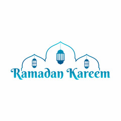 Illustration vector graphic of Ramadan Kareem with dome and lantern design