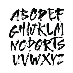 Vector Acrylic Brush Style Hand Drawn Alphabet Font. Calligraphy alphabet on a white background