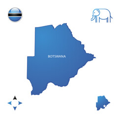 Simple outline map of Botswana with National Symbols