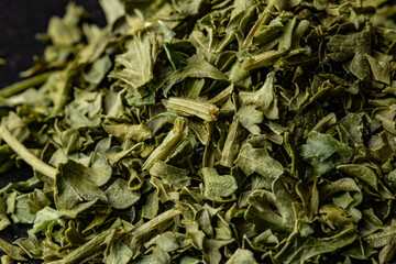 Close-up shot of dry green tea