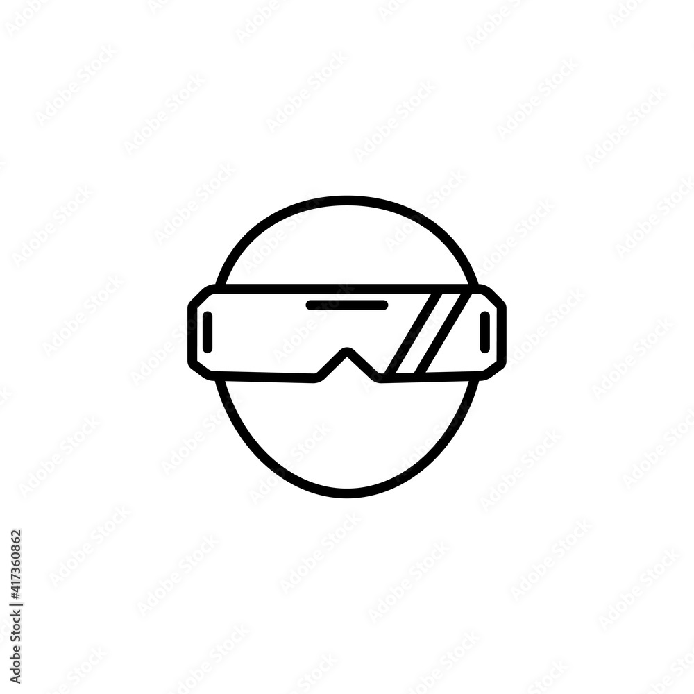 Poster human line icon with oculus. virtual reality illustration. simple illustration. mobile concept app l