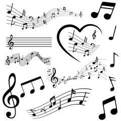 Sheet music icon vector set. solfeggio illustration sign collection. orchestra symbol.