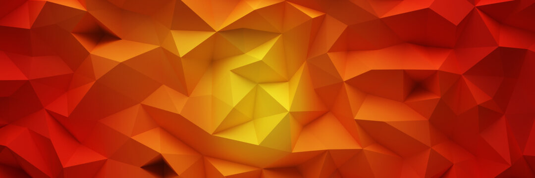 Fototapeta Orange Low Poly Hintergrund Textur als Panorama