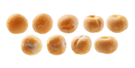 A set of yellow peas. Isolated on a white background