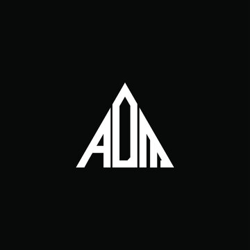 A D M letter logo abstract design on black color background. adm alphabet
