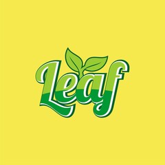 Naklejka premium Leaf typography logo design