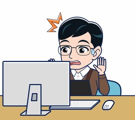 エプロンをしたアルバイトの男性