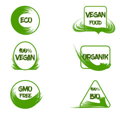 set bio, vegan, ecology, organic logos and badges, label, tag. illustration design