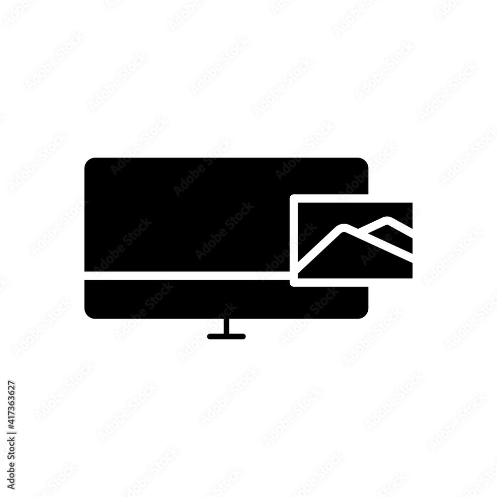 Poster monitor icon with preview picture symbol. simple illustration. mobile concept app line icon and web 