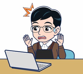 エプロンをしたアルバイトの男性