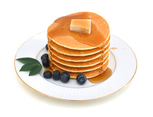 Blueberry pancakes with fresh blueberries