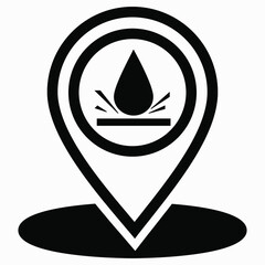 Location and drop. Place of rain. Weather illustration. Geodata about a thunderstorm. Vector icon.
