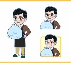 エプロンをしたアルバイトの男性