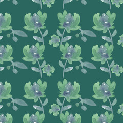 Fototapeta na wymiar watercolor illustration seamless pattern.small watercolor flowers on a colored background,for fabric or wallpaper