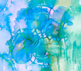 Abstract colorful chaotic watercolor background.