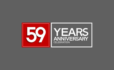 59 years anniversary in square with white and red color for celebration isolated on black background
