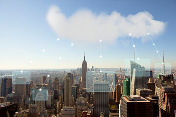 Concept of connection over downtown buildings